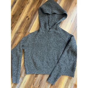 Forever 21 Womens Dark Gray Hooded Knitted Ribbed Sweater Size XS